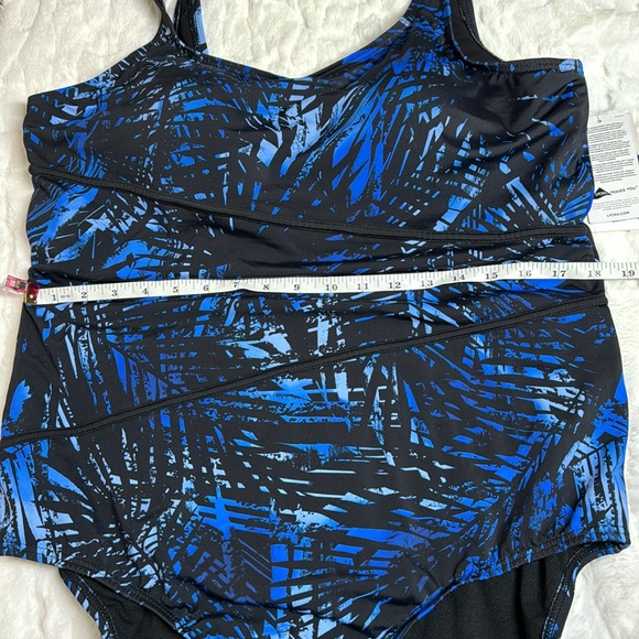 NEW Swimsuits for All Spliced tank one piece swimsuit blue Hawaiian print - Picture 13 of 14